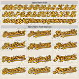 Custom Cream Brown Pinstripe Gold Two-Button Unisex Softball Jersey
