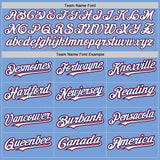Custom Light Blue Royal Pinstripe White-Red Two-Button Unisex Softball Jersey