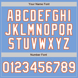 Custom Light Blue Orange Pinstripe White Two-Button Unisex Softball Jersey