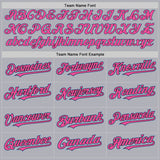Custom Gray Black Pinstripe Pink-Light Blue Two-Button Unisex Softball Jersey