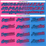 Custom Electric Blue Pink-Black Gradient Fashion Two-Button Unisex Softball Jersey