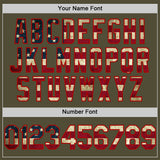 Custom Olive Vintage USA Flag-Red Salute To Service Two-Button Unisex Softball Jersey