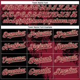 Custom Crimson Black-Cream 3D Pattern Abstract Brush Stroke Two-Button Unisex Softball Jersey