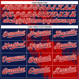 Custom Red Navy-White 3D Pattern Abstract Brush Stroke Two-Button Unisex Softball Jersey