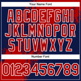 Custom Red Navy-White 3D Pattern Abstract Brush Stroke Two-Button Unisex Softball Jersey