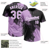 Custom Light Purple Black-White 3D Pattern Abstract Brush Stroke Two-Button Unisex Softball Jersey