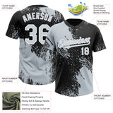 Custom Silver Black-White 3D Pattern Abstract Brush Stroke Two-Button Unisex Softball Jersey
