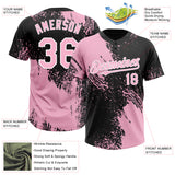 Custom Light Pink Black-White 3D Pattern Abstract Brush Stroke Two-Button Unisex Softball Jersey