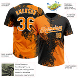 Custom Bay Orange Black-White 3D Pattern Abstract Brush Stroke Two-Button Unisex Softball Jersey