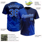 Custom Thunder Blue Navy-White 3D Pattern Abstract Brush Stroke Two-Button Unisex Softball Jersey
