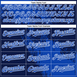 Custom Thunder Blue Navy-White 3D Pattern Abstract Brush Stroke Two-Button Unisex Softball Jersey