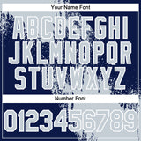 Custom Silver Navy-White 3D Pattern Abstract Brush Stroke Two-Button Unisex Softball Jersey