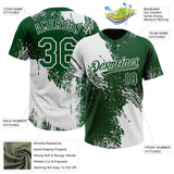 Custom White Green 3D Pattern Abstract Brush Stroke Two-Button Unisex Softball Jersey