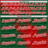 Custom Red Green-White 3D Pattern Abstract Brush Stroke Two-Button Unisex Softball Jersey