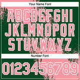 Custom Medium Pink Green-White 3D Pattern Abstract Brush Stroke Two-Button Unisex Softball Jersey