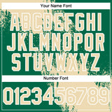 Custom Cream Kelly Green-White 3D Pattern Abstract Brush Stroke Two-Button Unisex Softball Jersey