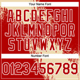 Custom Cream Red-White 3D Pattern Abstract Brush Stroke Two-Button Unisex Softball Jersey