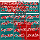 Custom Red Teal-White 3D Pattern Abstract Brush Stroke Two-Button Unisex Softball Jersey