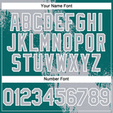 Custom Gray Teal-White 3D Pattern Abstract Brush Stroke Two-Button Unisex Softball Jersey