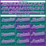 Custom Purple Teal-White 3D Pattern Abstract Brush Stroke Two-Button Unisex Softball Jersey