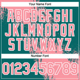 Custom Medium Pink Teal-White 3D Pattern Abstract Brush Stroke Two-Button Unisex Softball Jersey