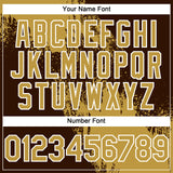 Custom Old Gold Brown-White 3D Pattern Abstract Brush Stroke Two-Button Unisex Softball Jersey