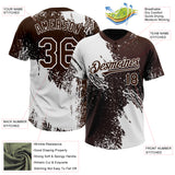 Custom White Brown 3D Pattern Abstract Brush Stroke Two-Button Unisex Softball Jersey