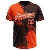 Custom Orange Brown-White 3D Pattern Abstract Brush Stroke Two-Button Unisex Softball Jersey