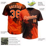 Custom Orange Brown-White 3D Pattern Abstract Brush Stroke Two-Button Unisex Softball Jersey