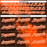 Custom Orange Brown-White 3D Pattern Abstract Brush Stroke Two-Button Unisex Softball Jersey