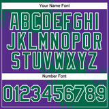 Custom Kelly Green Purple-White 3D Pattern Abstract Brush Stroke Two-Button Unisex Softball Jersey