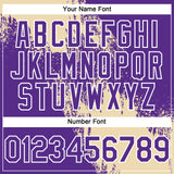 Custom Cream Purple-White 3D Pattern Abstract Brush Stroke Two-Button Unisex Softball Jersey