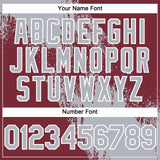Custom Gray Burgundy-White 3D Pattern Abstract Brush Stroke Two-Button Unisex Softball Jersey