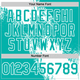 Custom White Aqua 3D Pattern Abstract Brush Stroke Two-Button Unisex Softball Jersey