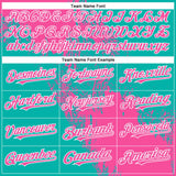 Custom Pink Aqua-White 3D Pattern Abstract Brush Stroke Two-Button Unisex Softball Jersey