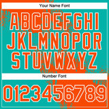 Custom Orange Aqua-White 3D Pattern Abstract Brush Stroke Two-Button Unisex Softball Jersey