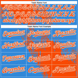 Custom Orange Electric Blue-White 3D Pattern Abstract Brush Stroke Two-Button Unisex Softball Jersey