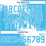 Custom White Sky Blue 3D Pattern Abstract Brush Stroke Two-Button Unisex Softball Jersey