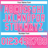 Custom Pink Sky Blue-White 3D Pattern Abstract Brush Stroke Two-Button Unisex Softball Jersey