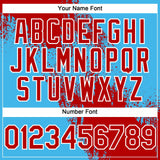 Custom Red Sky Blue-White 3D Pattern Abstract Brush Stroke Two-Button Unisex Softball Jersey