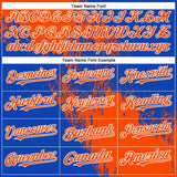 Custom Orange Thunder Blue-White 3D Pattern Abstract Brush Stroke Two-Button Unisex Softball Jersey