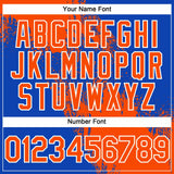 Custom Orange Thunder Blue-White 3D Pattern Abstract Brush Stroke Two-Button Unisex Softball Jersey