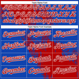 Custom Red Thunder Blue-White 3D Pattern Abstract Brush Stroke Two-Button Unisex Softball Jersey