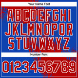 Custom Red Thunder Blue-White 3D Pattern Abstract Brush Stroke Two-Button Unisex Softball Jersey