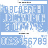 Custom White Light Blue 3D Pattern Abstract Brush Stroke Two-Button Unisex Softball Jersey