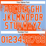 Custom Orange Light Blue-White 3D Pattern Abstract Brush Stroke Two-Button Unisex Softball Jersey