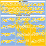 Custom Yellow Light Blue-White 3D Pattern Abstract Brush Stroke Two-Button Unisex Softball Jersey