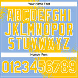 Custom Yellow Light Blue-White 3D Pattern Abstract Brush Stroke Two-Button Unisex Softball Jersey