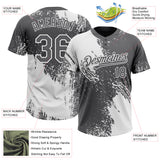 Custom White Steel Gray 3D Pattern Abstract Brush Stroke Two-Button Unisex Softball Jersey