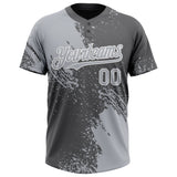 Custom Gray Steel Gray-White 3D Pattern Abstract Brush Stroke Two-Button Unisex Softball Jersey